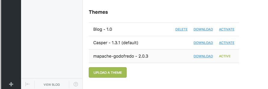 screenshot of theme upload manager